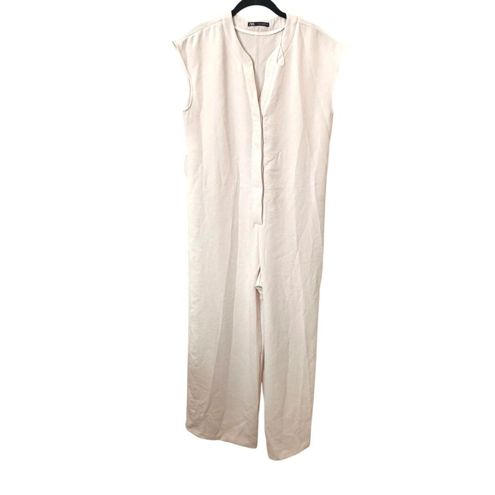 ZARA Wide Leg Jumpsuit White Small - Picture 2 of 6